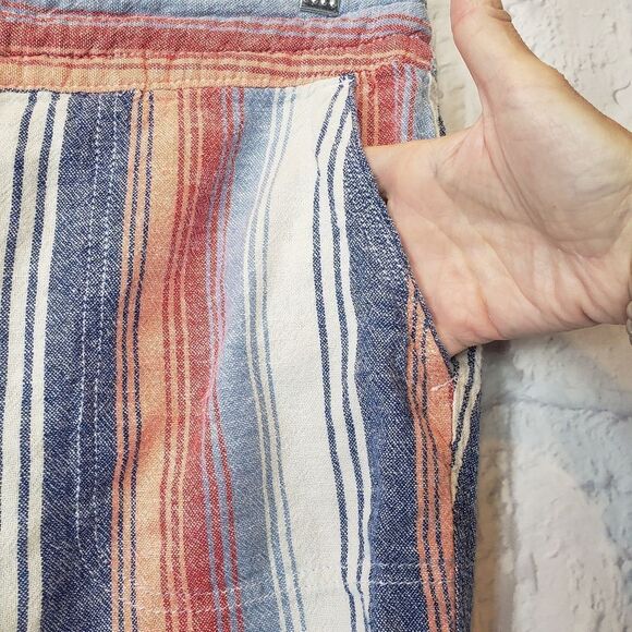PER SE Linen-Blend Pull-on Striped Shorts Large - Picture 3 of 8